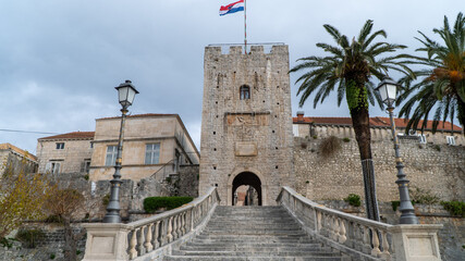 Sights in the Old Town of Korcula Island, Croatia