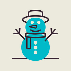 Christmas snowman vector icon. Winter sign