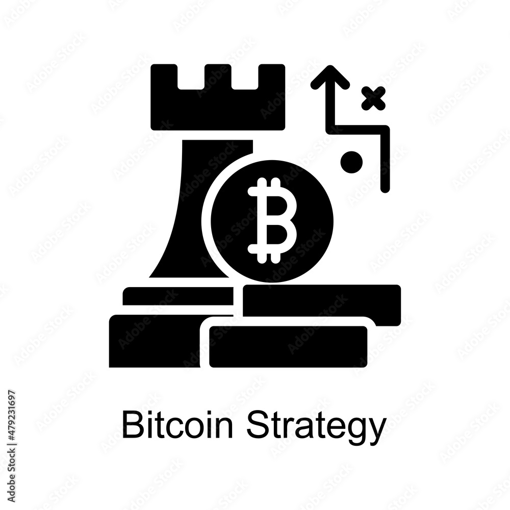 Poster bitcoin strategy vector solid icon for web isolated on white background eps 10 file