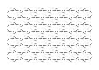 Puzzle pieces set. Jigsaw seamless background. Modern gridwith separate shapes. Scheme of thinking game. Mosaic texture with details. Simple frame tiles. Vector illustration.