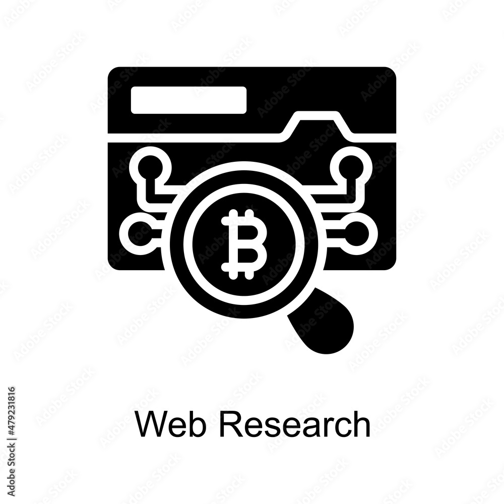 Poster web research vector solid icon for web isolated on white background eps 10 file