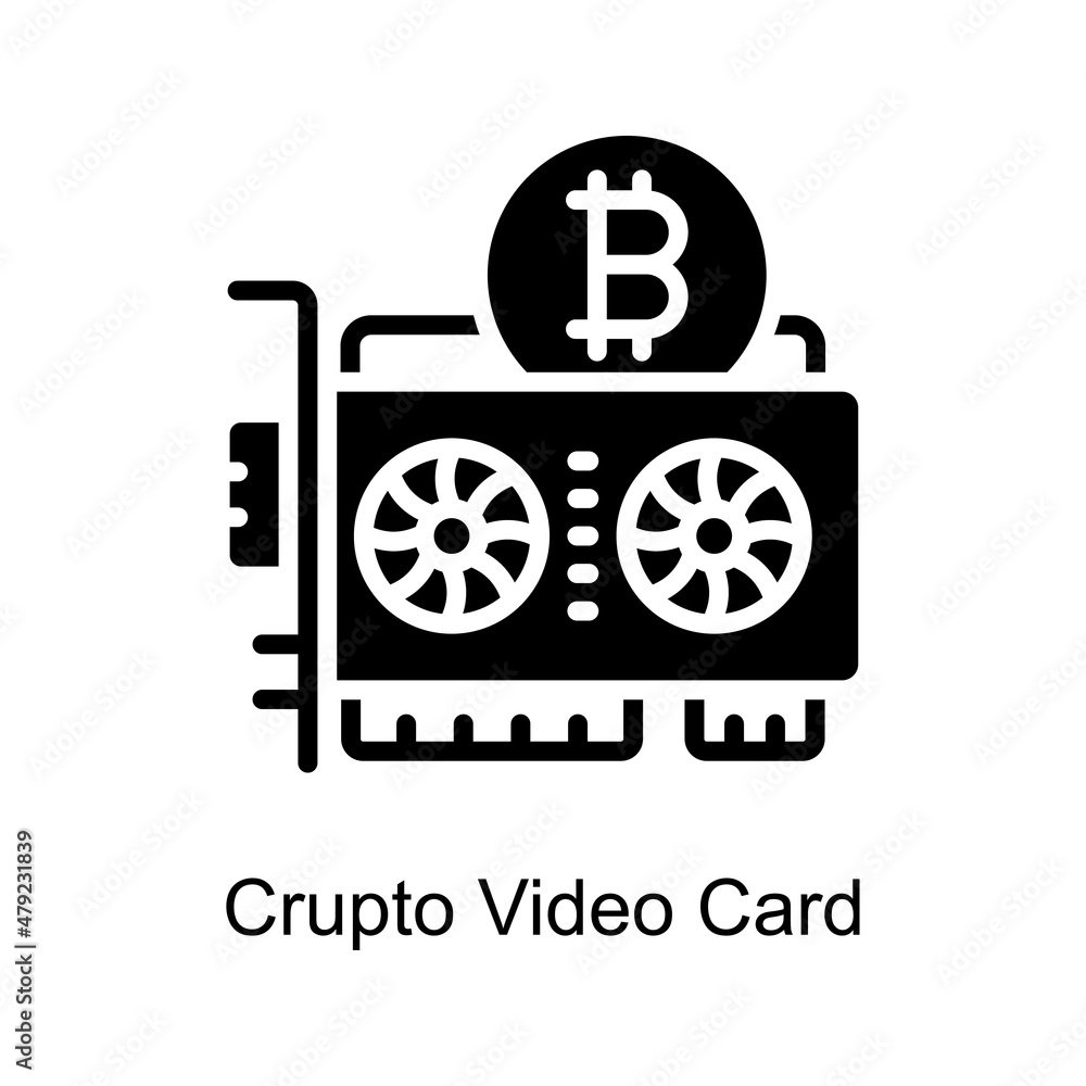 Poster crypto video card vector solid icon for web isolated on white background eps 10 file
