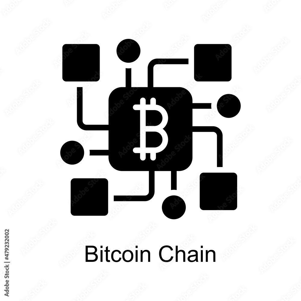 Poster bitcoin chain vector solid icon for web isolated on white background eps 10 file