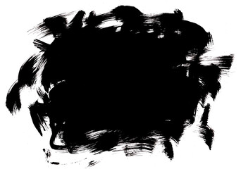 Drawn abstraction acrylic paint. Black painted background. Brush strokes. Isolated abstraction. Black painted frame.