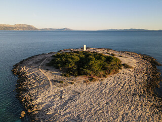 aerial view from Raznjic beach in Korcula Island, Croatia