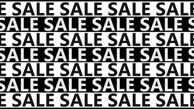 4k motion design animation many words Sale. Motion Animation. Abstract many words sale written on moving lines on black and white background, Concept of online shopping.