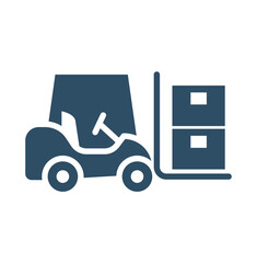 Forklift truck icon. Transportation of cargo and boxes in the warehouse. Vector illustration