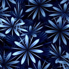 Dark blue floral pattern seamless background