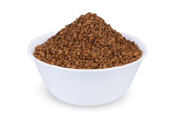 Heap of instant coffee isolated on white background. 