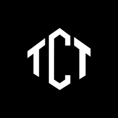 TCT letter logo design with polygon shape. TCT polygon and cube shape logo design. TCT hexagon vector logo template white and black colors. TCT monogram, business and real estate logo.