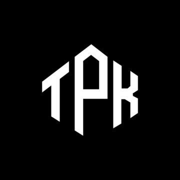 TPK letter logo design with polygon shape. TPK polygon and cube shape logo design. TPK hexagon vector logo template white and black colors. TPK monogram, business and real estate logo.