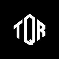 TQR letter logo design with polygon shape. TQR polygon and cube shape logo design. TQR hexagon vector logo template white and black colors. TQR monogram, business and real estate logo.