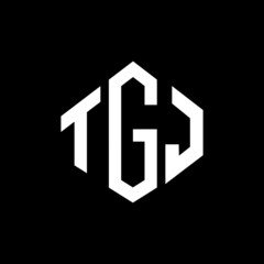 TGJ letter logo design with polygon shape. TGJ polygon and cube shape logo design. TGJ hexagon vector logo template white and black colors. TGJ monogram, business and real estate logo.