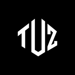 TUZ letter logo design with polygon shape. TUZ polygon and cube shape logo design. TUZ hexagon vector logo template white and black colors. TUZ monogram, business and real estate logo.