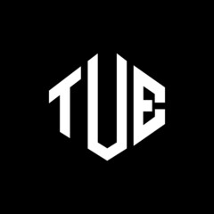 Fototapeta premium TUE letter logo design with polygon shape. TUE polygon and cube shape logo design. TUE hexagon vector logo template white and black colors. TUE monogram, business and real estate logo.