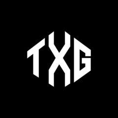 Fototapeta premium TXG letter logo design with polygon shape. TXG polygon and cube shape logo design. TXG hexagon vector logo template white and black colors. TXG monogram, business and real estate logo.