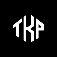 TKP letter logo design with polygon shape. TKP polygon and cube shape logo design. TKP hexagon vector logo template white and black colors. TKP monogram, business and real estate logo.