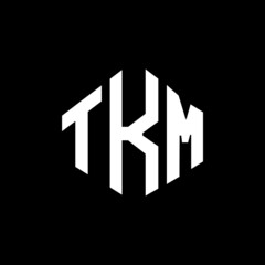 TKM letter logo design with polygon shape. TKM polygon and cube shape logo design. TKM hexagon vector logo template white and black colors. TKM monogram, business and real estate logo.