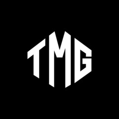 TMG letter logo design with polygon shape. TMG polygon and cube shape logo design. TMG hexagon vector logo template white and black colors. TMG monogram, business and real estate logo.