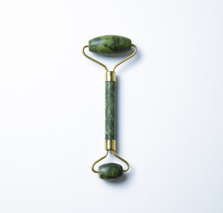 Jade roller massager, green, dual heads