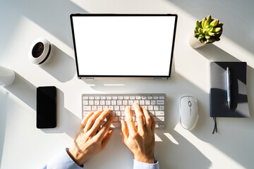 Business Man Working On Convertible Hybrid Laptop