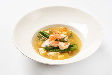 seafood soup on the white background