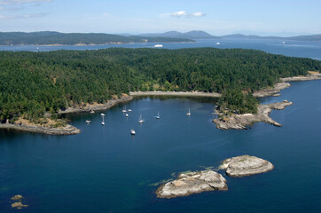 Tortoise Islets at the entrance to the anchorage at Princess Bay on Portland Island. Gulf Islands...