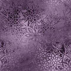 Purple lilac floral ink stamp seamless background pattern