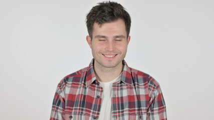 Portrait of Young Man Shaking Head as Yes Sign