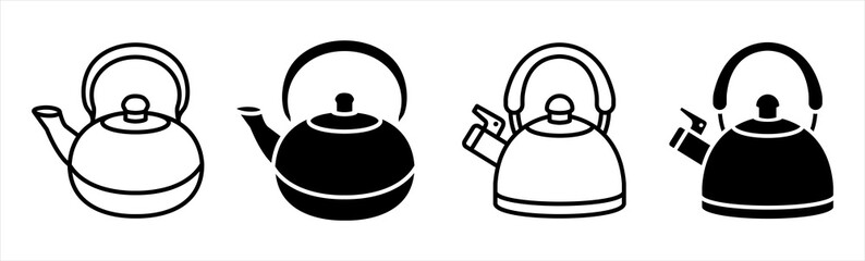 Kettle icon. Kettle vector symbol in outline flat style isolated on white background.