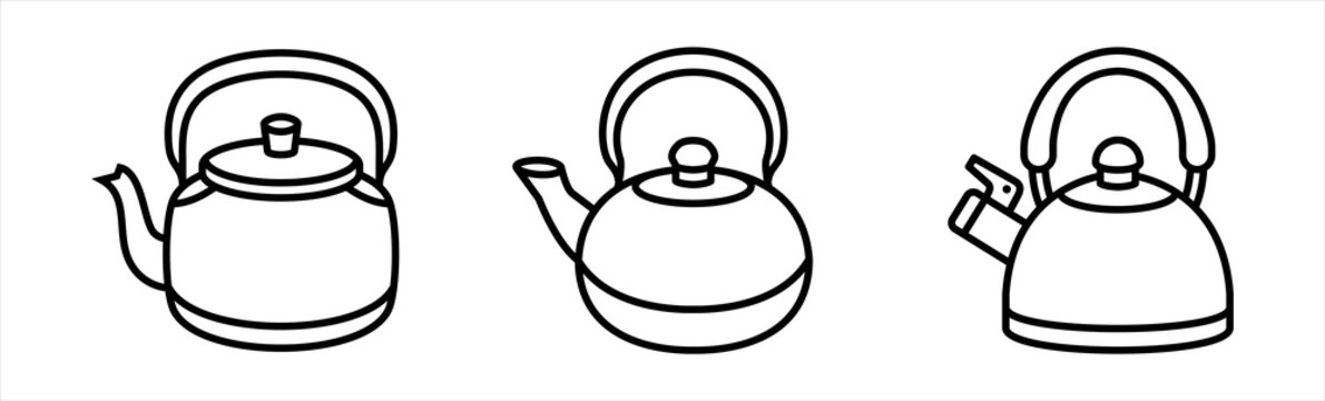 Kettle icon. Kettle icon set symbol in outline style vector illustration. 