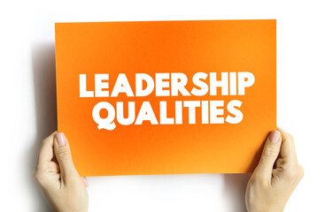 Leadership qualities text quote on. card, concept background