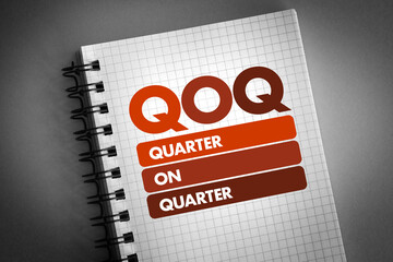 QOQ - Quarter On Quarter acronym on notepad, business concept background