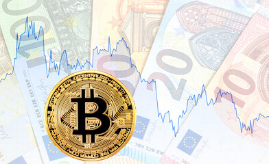 Graph rate chart Bitcoin and Euro currency