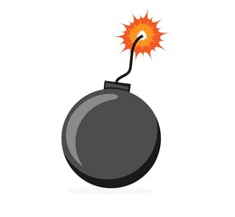 Bomb with sparkle. Flat design style. Vector