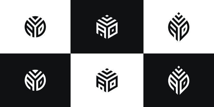 set of creative letter aa a monogram vector logo design
