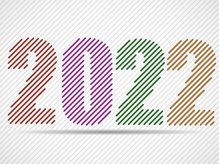 Happy New Year 2022 text design of lines. Vector banner for calendar card, brochure, cover