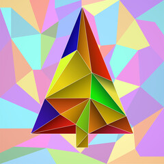 Abstract colorful christmas tree from triangles. Geometric style. Vector illustration. Eps 10