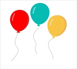 A set of balloons in a cartoon flat style isolated on a white background. Vector set for a party, carnival, holiday, birthday