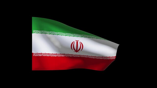 iranian  flag waving on Black Backgrounds. Seamless 4k resolution animation of iranian symbol. Matte finish technique