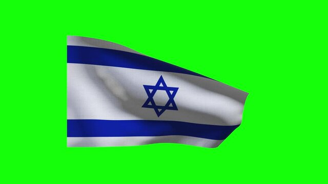 israel flag waving on green screen. Seamless 4k resolution animation of israel symbol. Chroma key Animation.
