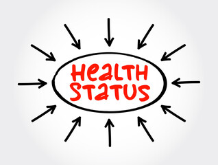 Health Status text with arrows, concept for presentations and reports