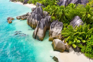 Lichtdoorlatende gordijnen Anse Source D'Agent, La Digue eiland, Seychellen Anse Source D'Argent - the most beautiful beach of Seychelles. La Digue Island, Seychelles