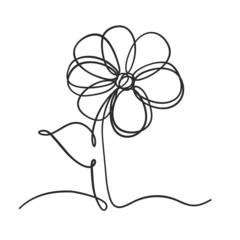 One line flower for banner design hand drawn
