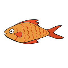 Colorful tropic fish cartoon style hand drawn for design