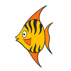 Colorful tropic fish cartoon style hand drawn for design