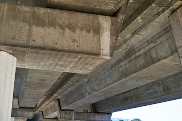concrete structure for road bridge seen from below