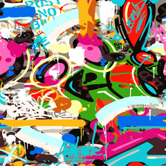 Seamless colorful illustration graffiti pattern, hand writing.