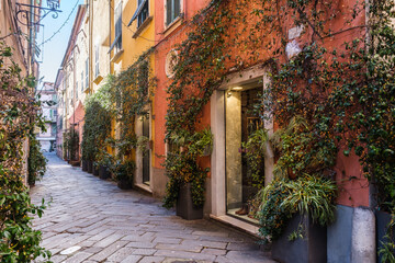 Fototapeta na wymiar Street in Old Town Sarzana, Liguria, Italy
