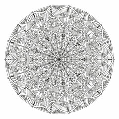 Decorative ornament in ethnic oriental style. Outline doodle hand draw vector illustration. Coloring book page.